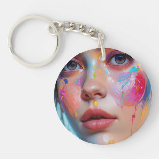 Keychain with a colorful girl's face