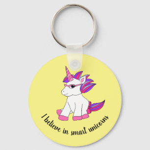 Keychain with cute unicorn with glasses