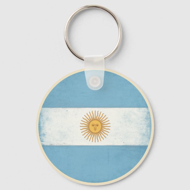 Keychain with Distressed Flag from Argentina (Front)