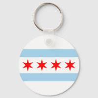 Keychain with Flag of Chicago, Illinois State