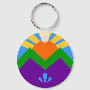 Keychain with Flag of Manitou Springs, Colorado