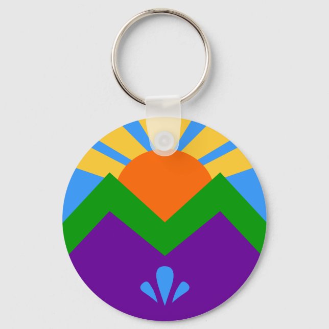 Keychain with Flag of Manitou Springs, Colorado (Front)
