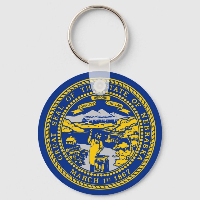 Keychain with Flag of Nebraska State (Front)