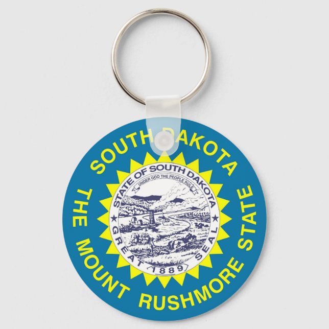 Keychain with Flag of South Dakota State (Front)