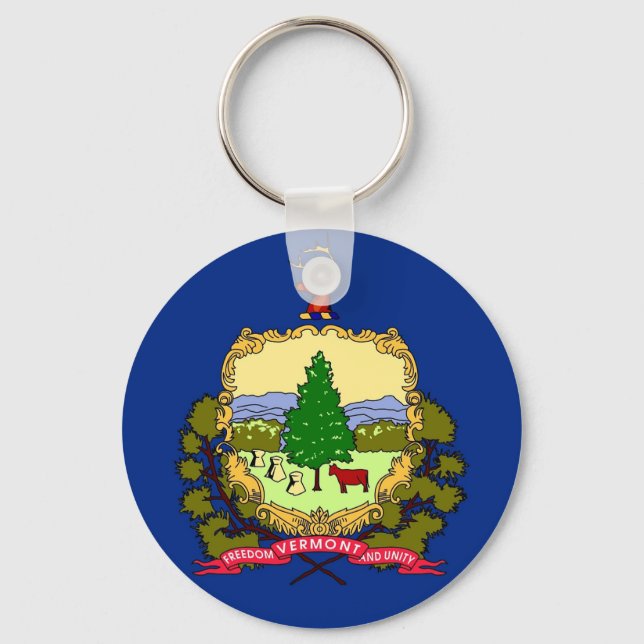 Keychain with Flag of Vermont State (Front)
