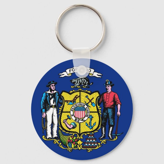 Keychain with Flag of Wisconsin State (Front)