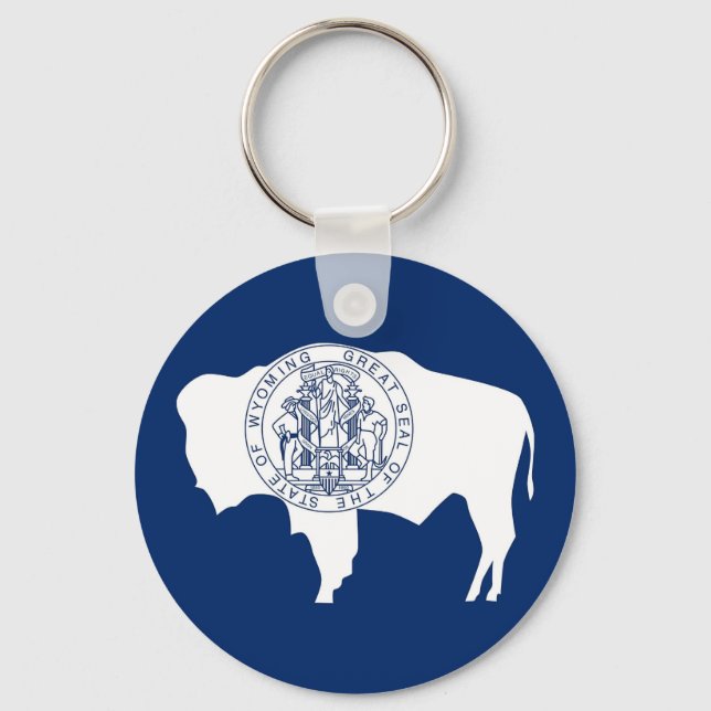 Keychain with Flag of  Wyoming State (Front)
