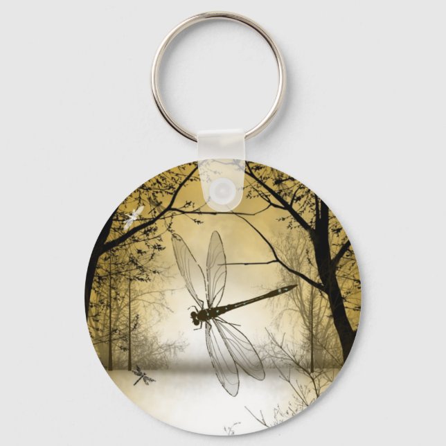 Keychain with trees and dragonflies (Front)