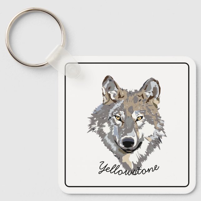 Keychain-Yellowstone Wolf Keychain (Front)
