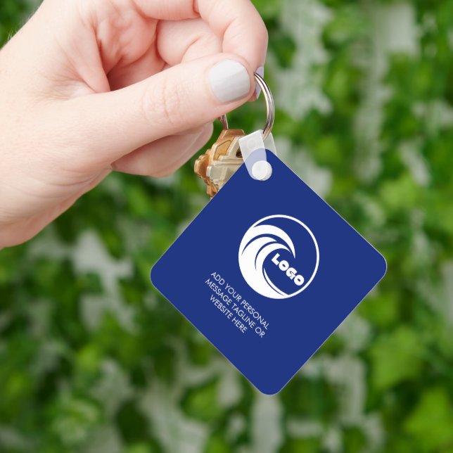 Keychains Custom Blue Business Logo Promotional (Hand)