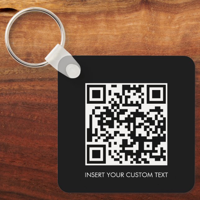 Keychains Custom QR Code Modern Black Design (Front)