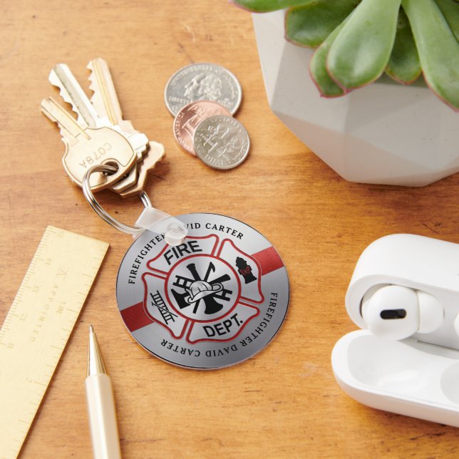 Keychains Firefighter Maltese Cross Personalized (Desk)