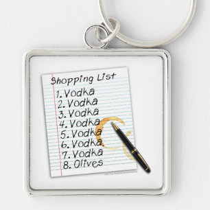 KEYCHAINS, VODKA SHOPPING LIST KEYCHAIN