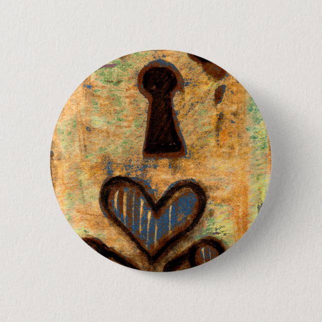 Keyhole & Heart 2 Inch Round Button (Front)