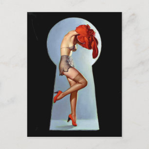 Keyhole Pin Up Postcard