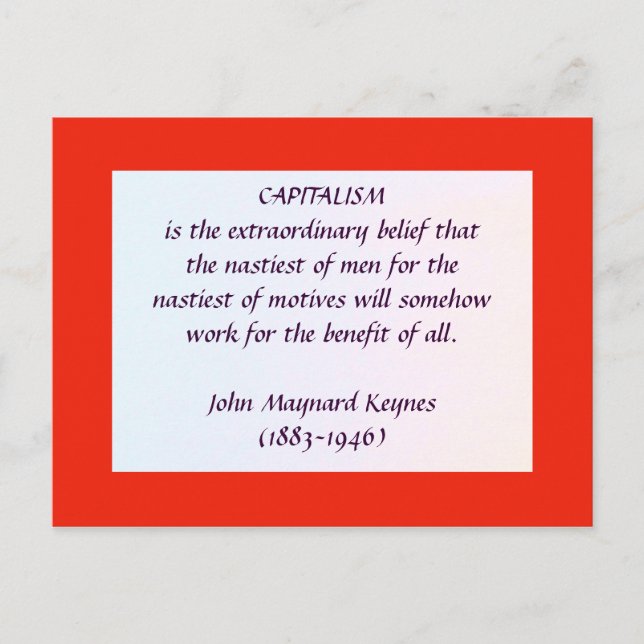 KEYNES sur carte postale CAPITALISME (Devant)