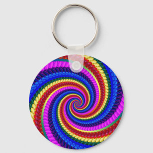 Keyring - Rainbow Swirl Fractal Pattern