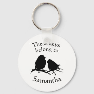 Keys Belong to Custom Name Cute Bird Silhouette Keychain