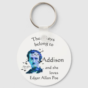 Keys Belong to Custom Name Loves Edgar Allan Poe Keychain