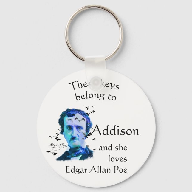 Keys Belong to Custom Name Loves Edgar Allan Poe Keychain (Front)
