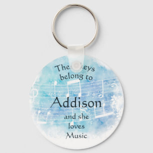 Keys Belong to Custom Name Loves Music Keychain