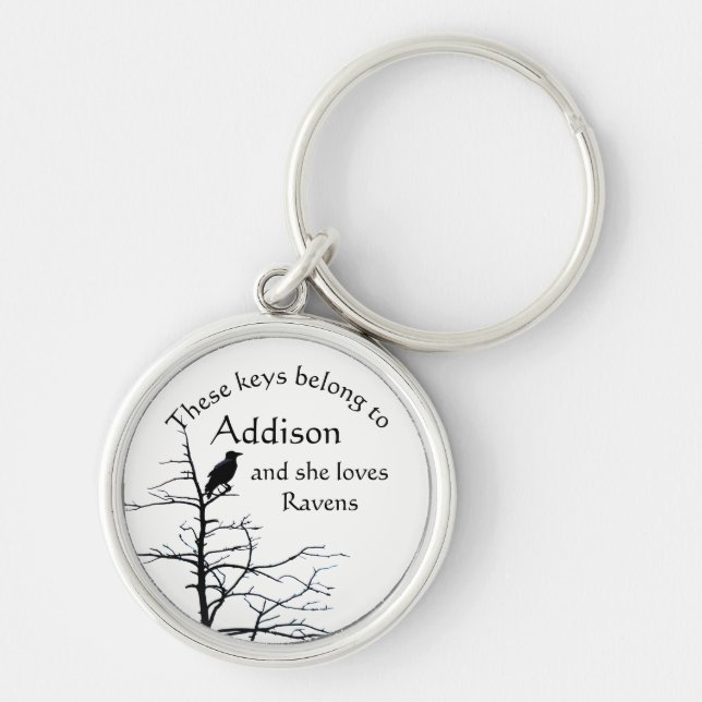 Keys Belong to Custom Name Loves Raven Birds Keychain (Front)