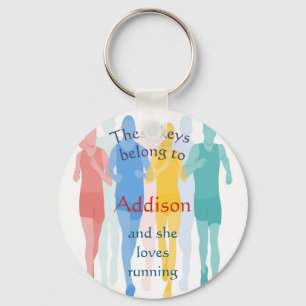 Keys Belong to Custom Name Loves Running Keychain