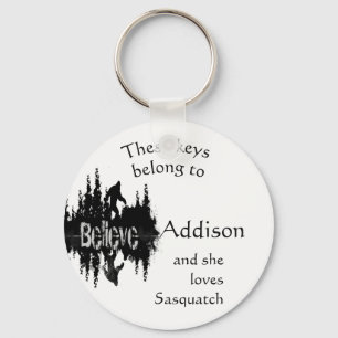 Keys Belong to Custom Name Loves Sasquatch Keychain