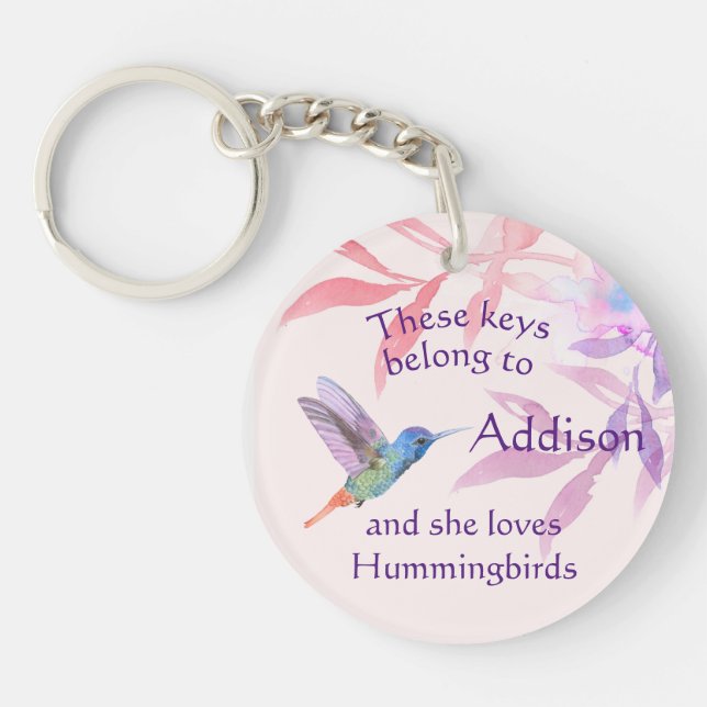 Keys Nom personnalisé Aime les colibris (Devant)