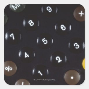 Keys on a calculator square sticker