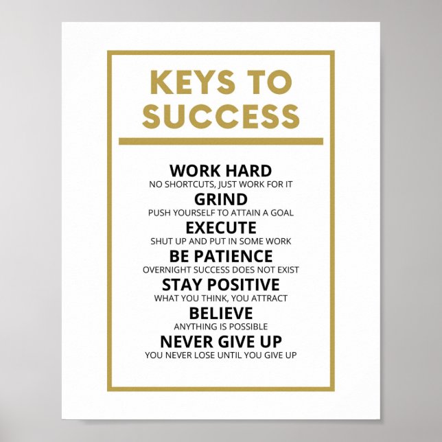Keys To Success Inspiring Poster (Front)