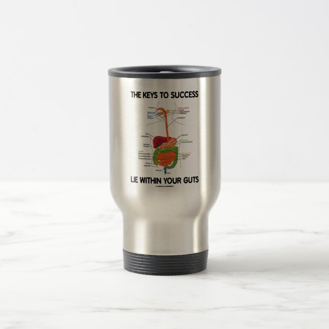 Keys To Success Lie Within Your Guts (Digestive) Travel Mug (Center)
