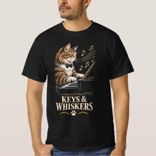 Keys & Whiskers Funny Elegant Pianist Cat T-Shirt