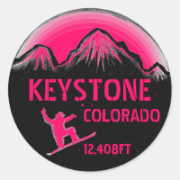 Keystone Colorado bright pink snowboard stickers