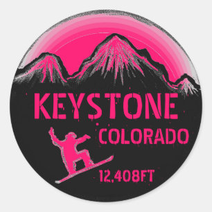 Keystone Colorado bright pink snowboard stickers