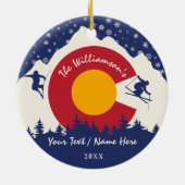 Keystone Colorado Flag Mountain Ski Souvenir Ceramic Ornament (Back)