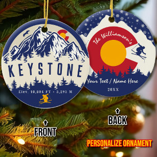 Keystone Colorado Flag Mountain Ski Souvenir Ceramic Ornament