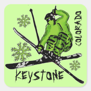 Keystone Colorado green theme ski stickers