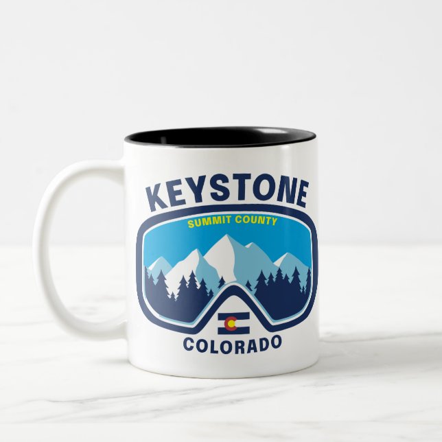 Keystone Colorado Mountain Ski Goggles Two-Tone Coffee Mug (Left)