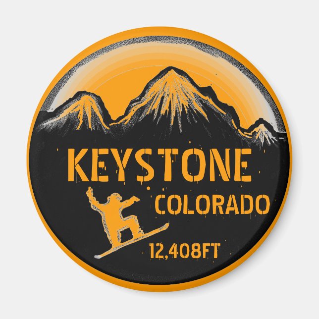 Keystone Colorado orange snowboard art magnet (Front)