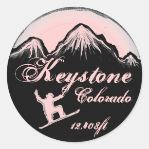 Keystone Colorado pink snowboard art stickers