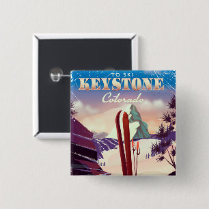 Keystone, Colorado Ski vintage style poster. 2 Inch Square Button