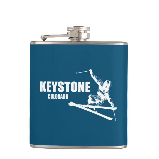 Keystone Colorado Skier Hip Flask (Front)