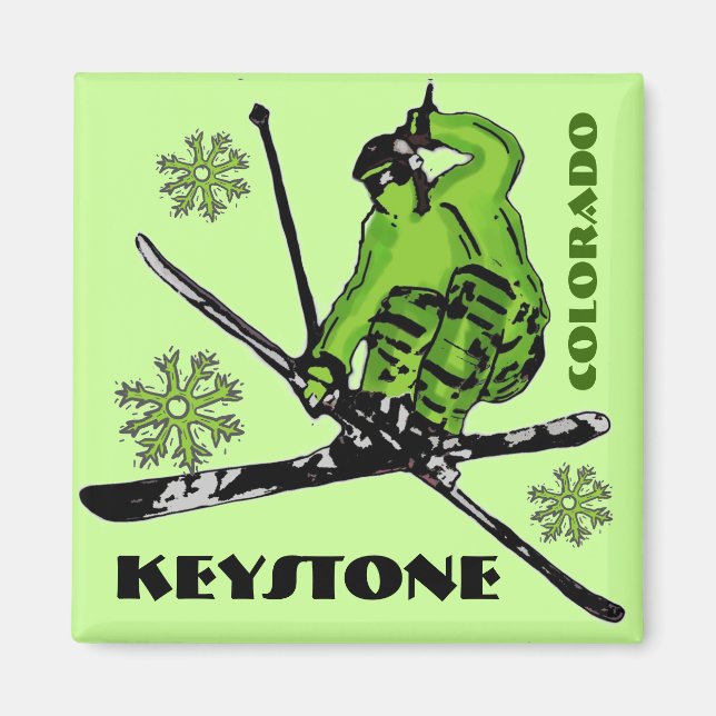 Keystone Colorado thème vert aimant ski (Devant)