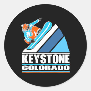 Keystone Colorado - Vintage Snowboarder Classic Round Sticker