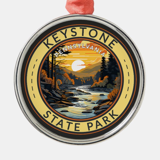 Keystone State Park Pennsylvania Travel Art Badge Metal Ornament (Front)