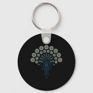 Kf 0358 E - Vintage Retro Daisies 70s Floral Patte Keychain