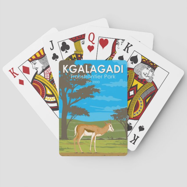 Kgalagadi Transfrontier Park Travel Art Vintage Playing Cards (Back)