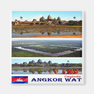 KH - Cambodia - Angkor Wat - Mosaic - Collage Magnet