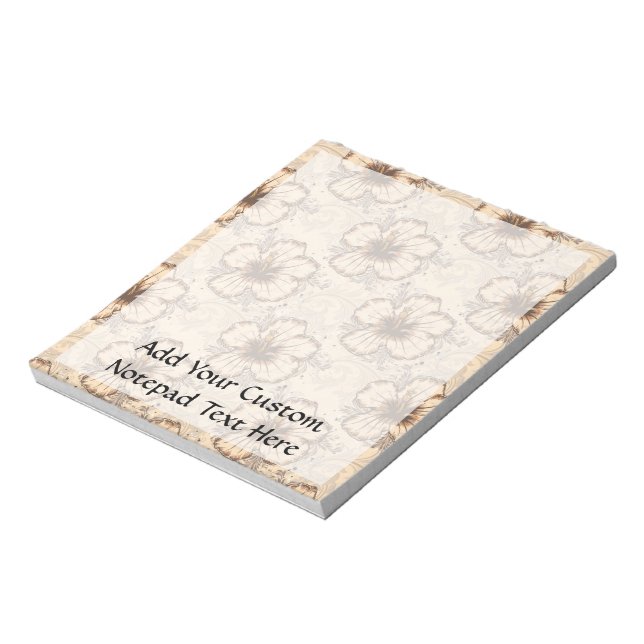 Khaki and Brown Hibiscus Flower Notepad (Rotated)